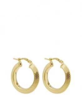 Simply Silver Sterling Silver 925 12Ct Yellow Gold Diamond Triangular Cut Detail Hoops