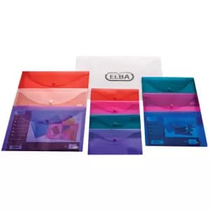 Elba Snap A4 Wallet Polypropylene Integrated Stud Fastening Translucent Assorted Pack of 5 OFFER 3 for 2 Jan Dec 2019