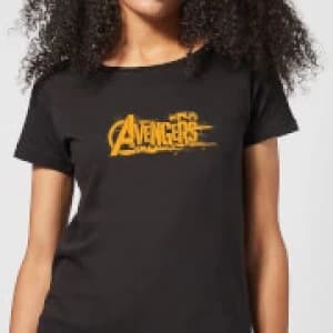 Marvel Avengers Infinity War Orange Logo Womens T-Shirt - Black