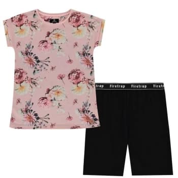 Firetrap T Shirt Set Junior Girls - Pink Floral/Blk