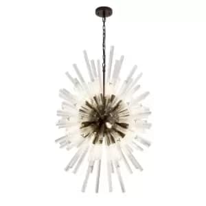 Hornby 32 Light E27, Vertical Oval Ceiling Pendant Brown Oxide, Clear Glass