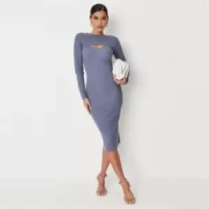 Missguided Overlayer Ribbed Midaxi Dress - Blue