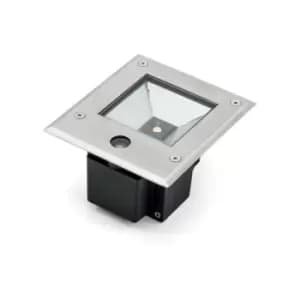 Konstsmide Square Recessed Stainless Steel Ground Outdoor Effect Light, High Power LED, 6W, 230V, Sensor, IP65