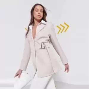 Missguided Wrap Panel Blazer - Neutral