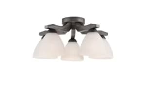 Adriano Multi Arm Semi Flush Ceiling Light, Glass Shades, Graphite, 5x E27