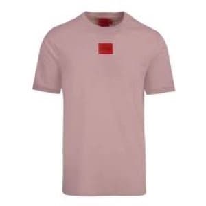 Hugo Diragolino Red Patch Logo T-Shirt Light Pink
