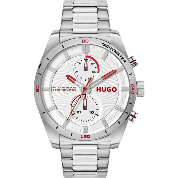 HUGO 1530373 Mens #Fast (44mm) White Dial / Stainless Steel Watch