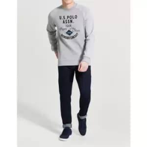 US Polo Assn Textured Sleeve Crew Sweatshirt - Grey