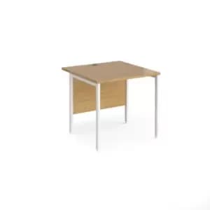 Office Desk 800mm Rectangular Desk With H-Frame Leg Oak Tops With White Frames 800mm Depth Maestro 25