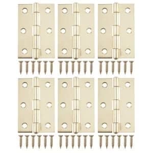 Brass Effect Metal Butt Hinge Pack of 6