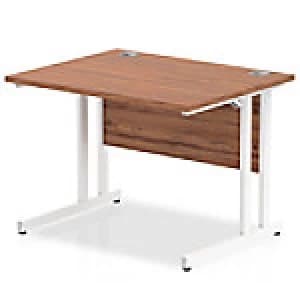 Impulse 1000/800 Rectangle White Cantilever Leg Desk Walnut