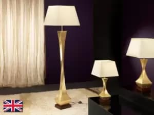 Deco Table Lamp with Shades Rectangle & Square, Pdoro, Walnut, Golden, Raw, 1x E27