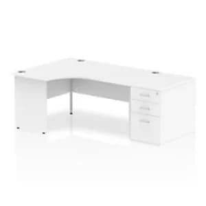 Dynamic Corner Left Hand Desk White MFC Panel End Leg White Frame Impulse 1600 x 1200 x 730 mm