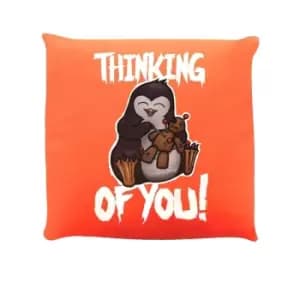 Psycho Penguin Thinking Of You Cushion (One Size) (Orange)
