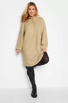 Plus Size Zip Neck Midi Soft Touch Dress