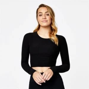 USA Pro Long Sleeve Seamless Crop Top - Black