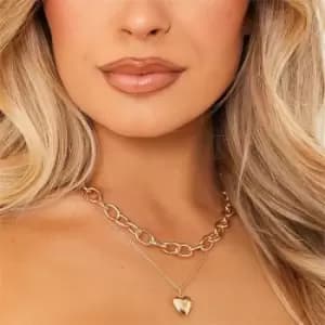 I Saw It First Heart Double Layered Necklace - Metallics