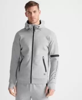 Superdry Mens Sport Training Gymtech Zip Hoodie Grey / Grey Marl - Size: M