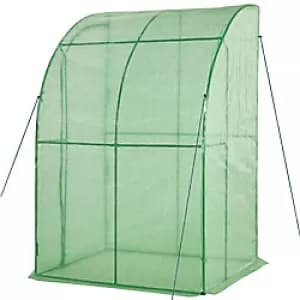 Outsunny Outdoor Walk-In Tunnel Gardening Greenhouse with Zippered Doorss Strong Reinforced PE COVER 143 x 118 x 212cm Green
