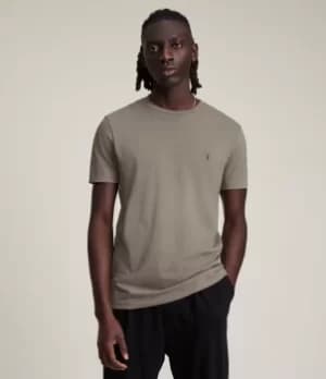 AllSaints Mens Cotton Slim Fit Tonic Crew T-Shirt, Grey, Size: M