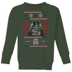Star Wars Darth Vader Face Knit Kids Christmas Sweatshirt - Forest Green - 11-12 Years