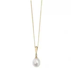 Elements Yellow Gold Drop Pearl Diamond Pendant GP758WZ475GN004