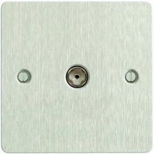 Wickes Ultra Slim Single Screwless Flat Plate Coaxial Socket - Brushed Silver