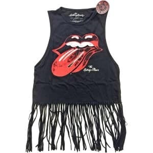 The Rolling Stones - Vintage Tongue Logo Womens Large T-Shirt - Black