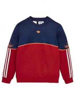 Boys, adidas Originals Outline Crew - Multi, Navy, Size 13-14 Years