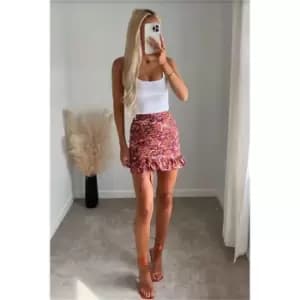 I Saw It First Multi Ruched Frill Hem Paisley Print Mini Skirt - Multi