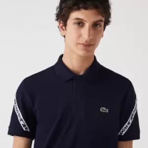 Mens Lacoste Regular Fit Stretch Mini Pique Polo Size 3 - S Navy Blue
