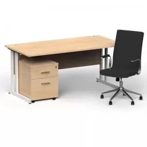 Impulse 1600800 White Cant Desk Maple 2 Dr Mobile Ped & Ezra