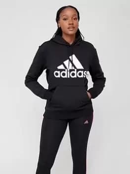 Adidas Sportswear Big Logo Hoodie, Black/White Size M Women