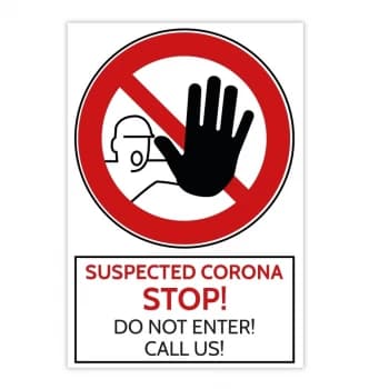 Full Colour Aluminium Prohibition Sign - Suspected Corona Do Not enter (200 X 300mm)