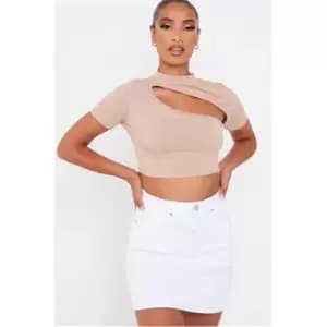 I Saw It First White Stretch Denim Mini Skirt - White
