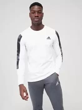 adidas Camo Long Sleeve T-Shirt - White/Black Size XL Men