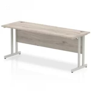 Trexus Rectangular Slim Desk Silver Cantilever Leg 1800x600mm Grey Oak