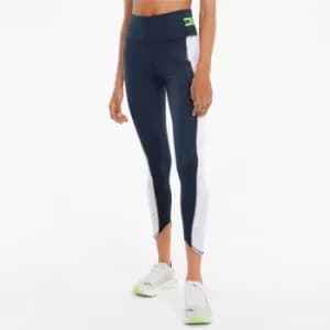 PUMA High Shine High Waisted 7/8 Womens Running Leggings, White/Spellbound, size Medium, Clothing