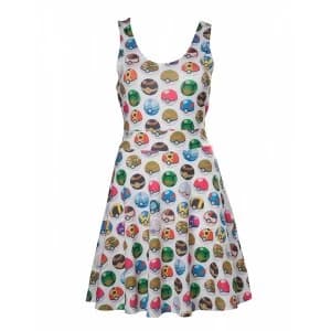 Pokemon Womans All-over Pokeball Printed Sleeveless Medium Dress - Grey