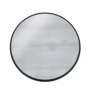 Pacific Matt Black Wood Veneer Round Mirror w/Foxed Glass