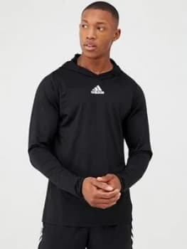 Adidas Training 3 Stripe+ Overhead Hoodie - Black