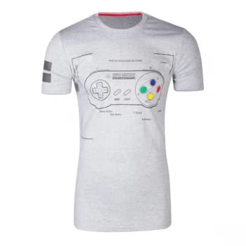 Nintendo - Snes Controller Super Power Mens X-Large T-Shirt - Grey
