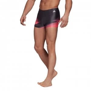 adidas Mens Fit Pool Tokyo Swim Boxer Trunks - Black/Pink