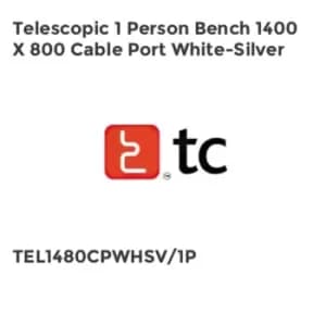 TC Group Telescopic 1 Person Bench 1400 x 800 Cable Port White-Silver