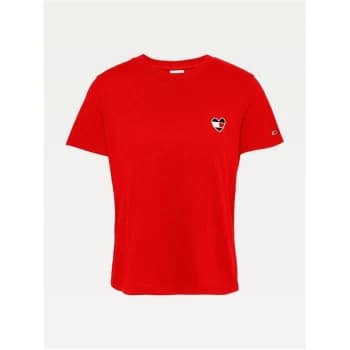 Tommy Jeans Regular Heart T Shirt - DEEP CRMSN XNL