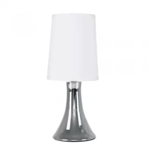 Small Trumpet Touch Table Lamp in Chrome with White Shade