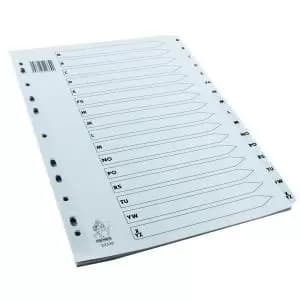 A4 White A-Z Mylar Index Multi-punched Mylar Reinforced TabsHoles
