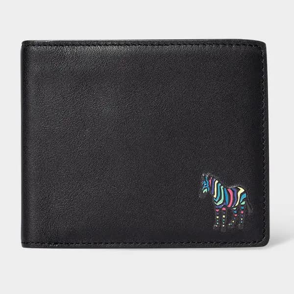 Paul Smith Black Leather Zebra Logo Billfold Wallet