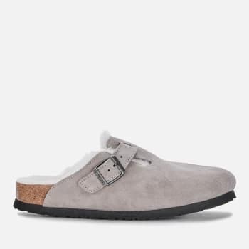 Birkenstock Womens Boston Suede/Shearling Mules - Stone Coin - UK 4.5/EU 37