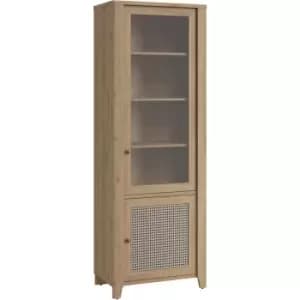 Cestino 2 Door Display Cabinet in Jackson Hickory Oak and Rattan Effect